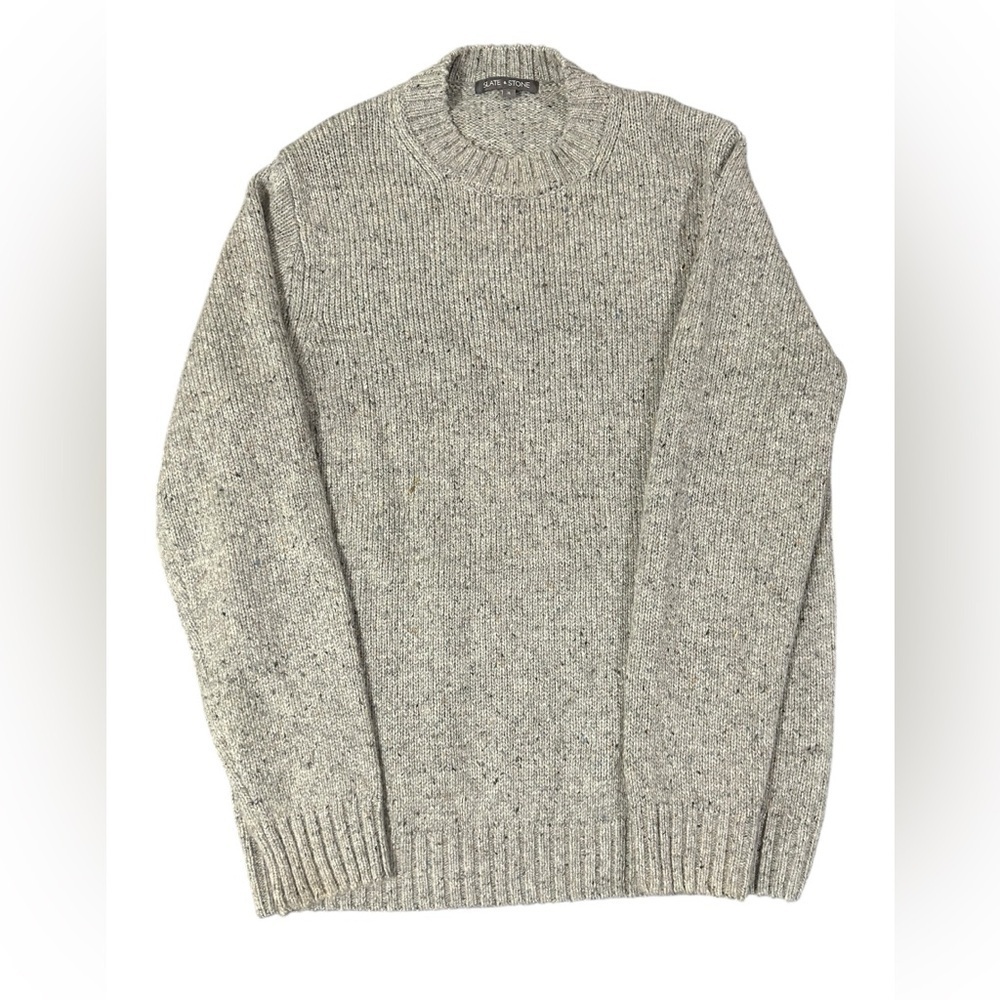 Slate and Stone Heather Gray Wool Blend Crewneck Sweater Size XL VGC